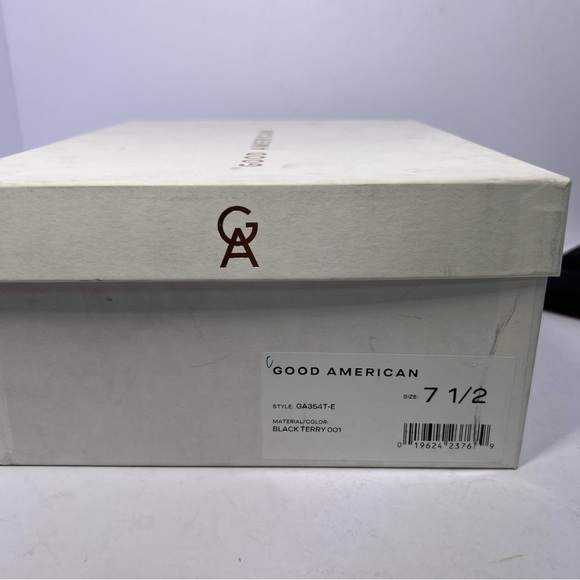 Good American Terry Cloth Square Toe High Heels Shoes Black Size 7.5 - Picture 10 of 13